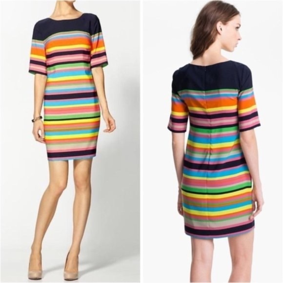 Trina Turk Dress Women’s Size 2 Navy & Multi Color stripe shift dress - Picture 16 of 16